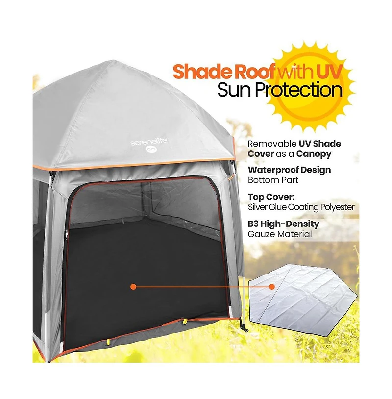 SereneLife Portable & Foldable Playpen with Padded Mattress, Gray