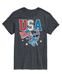 Airwaves Men's Disney Lilo Stitch Usa Flag Short Sleeve T-Shirt