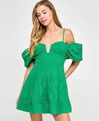 City Studios Juniors' Jacquard Fit & Flare Dress