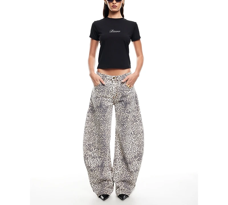 Lioness Women's Leopard-Print Horseshoe Jeans
