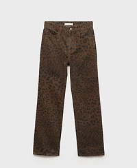 Mango Women's Leopard-Print Straight Jeans