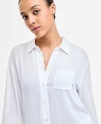 Dkny Women's Gauze Collared Button-Front Beach Shirt