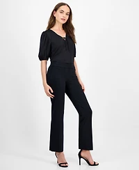 Anne Klein Women's Grace Printed Mid-Rise Straight Pants