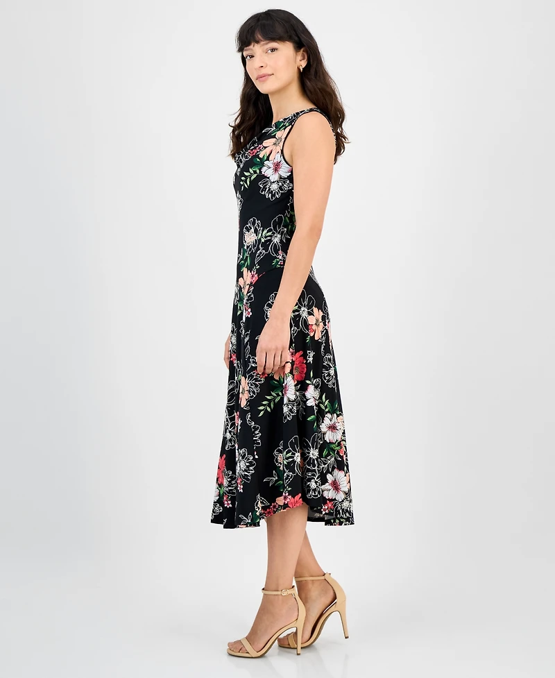 Robbie Bee Women's Cowl-Neck Sleeveless Midi Dress