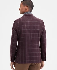 Nautica Men's Modern-Fit Wine Window Tweed Sport Coat