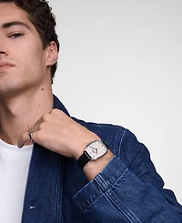 Daniel Wellington Men's Analog Black Genuine Leather Watch, 32mm