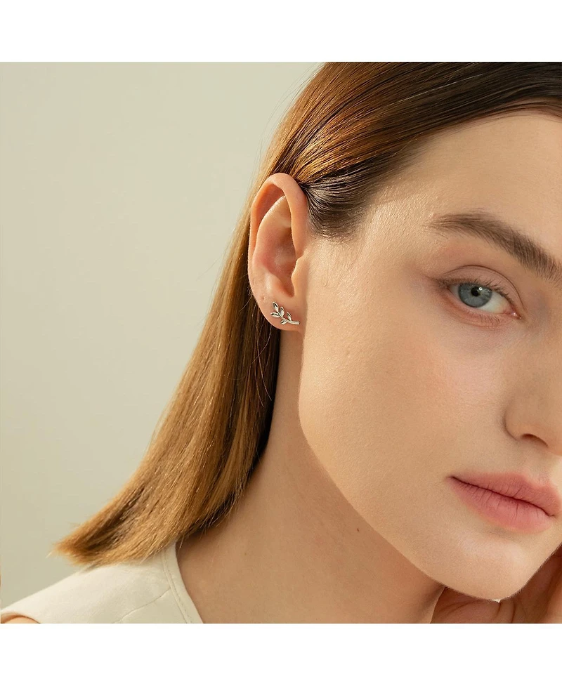 Sterling Silver Olivia Leaf Stud Earrings