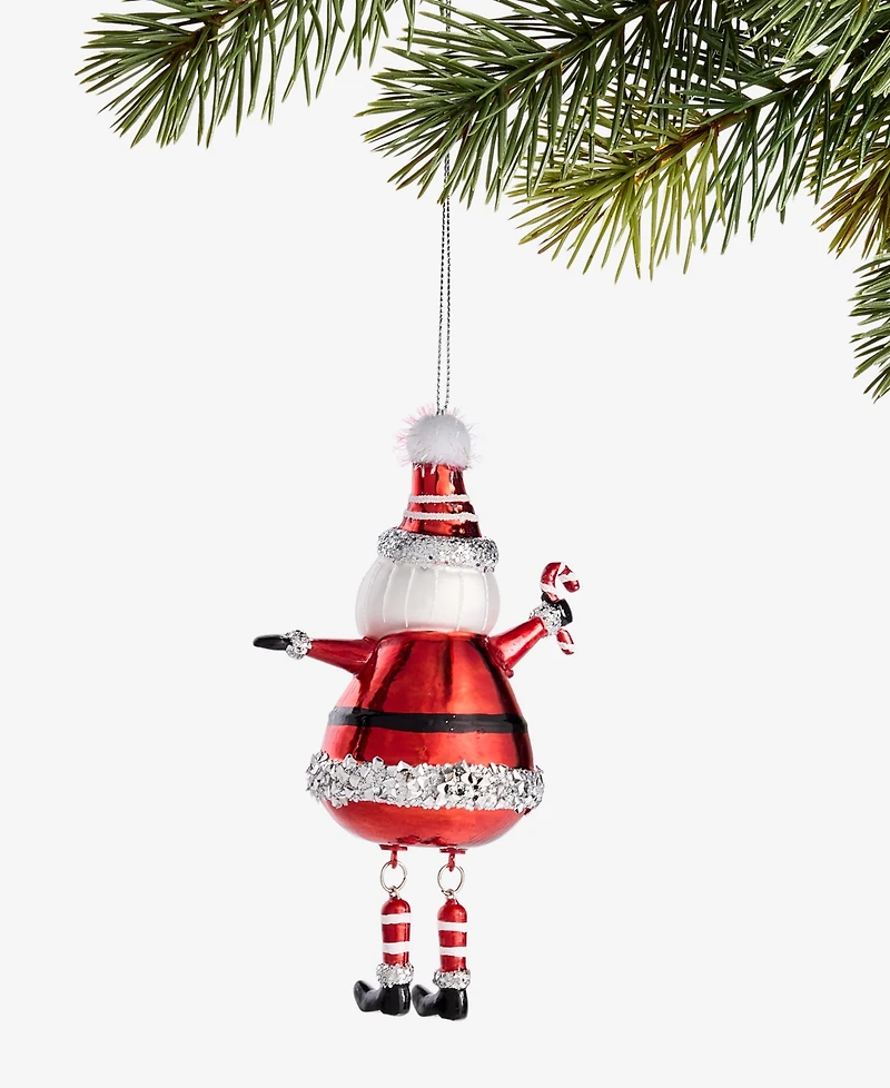 Holiday Lane Heritage Glass Santa with Candy Cane Ornament, Macy's Exclusive
