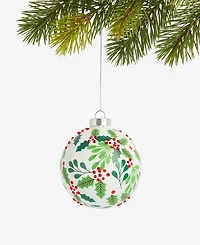 Holiday Lane Christmas Cheer Glass Holly Ball Ornament, Macy's Exclusive