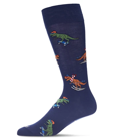 MeMoi Men's Skiing and Skating Dinosaurs Novelty Crew Socks