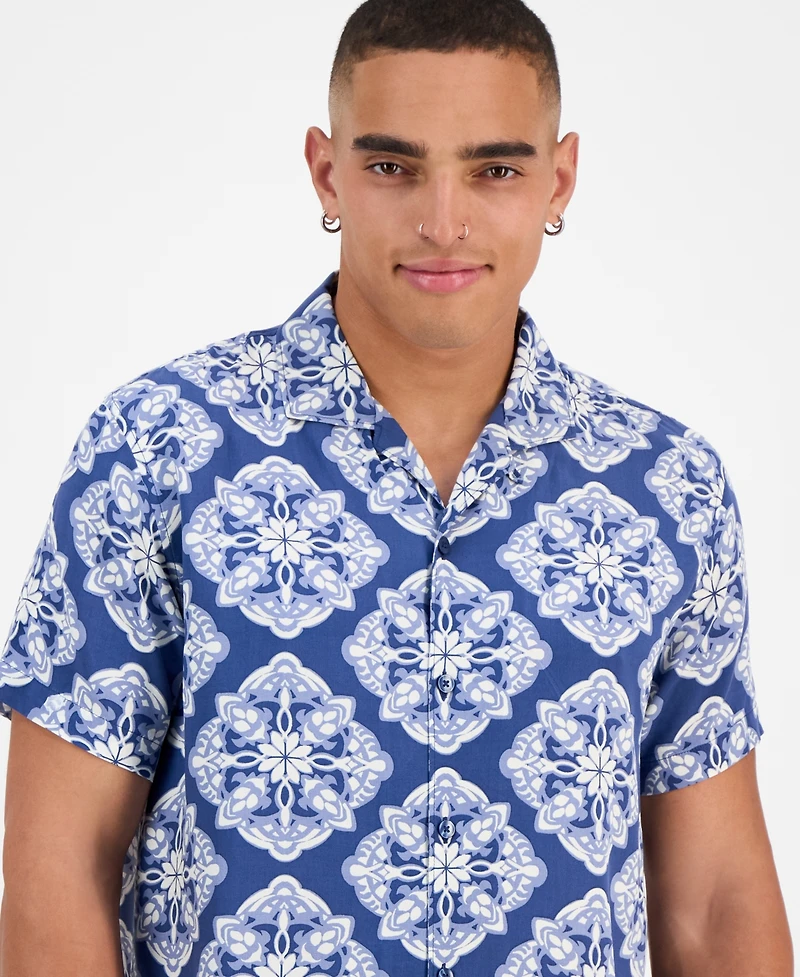 Sun + Stone Men's Larsen Medallion Shirt, Exclusively at Macy's