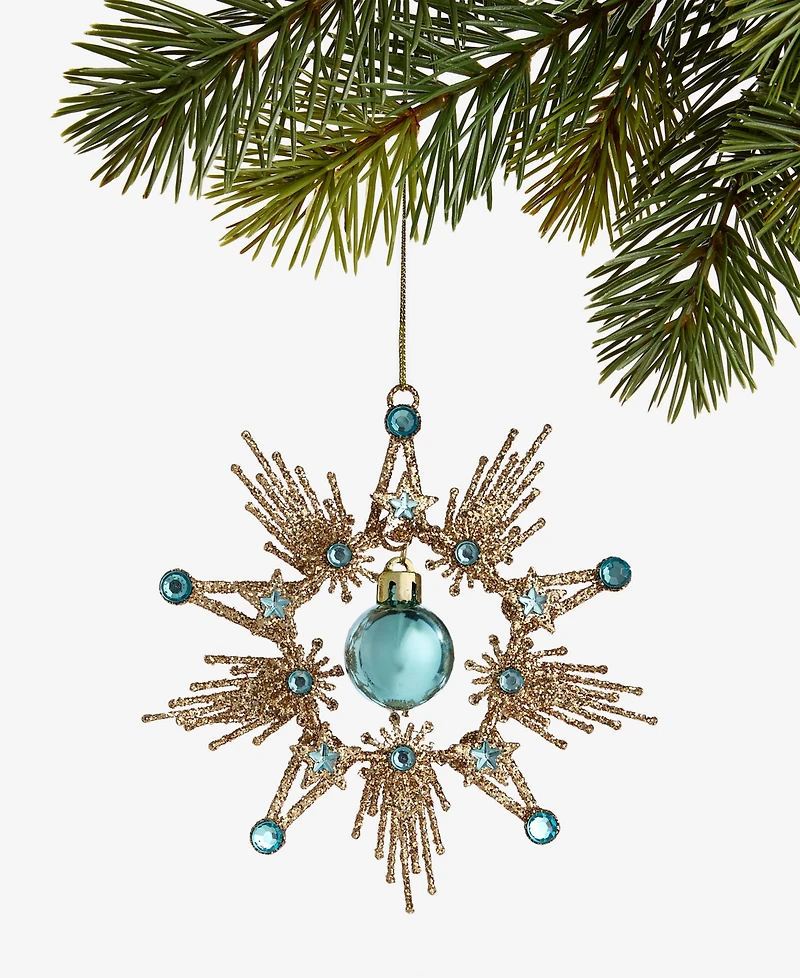 Holiday Lane Enchanted Emerald Gold-Tone Snowflake Ornament, Macy's Ornament