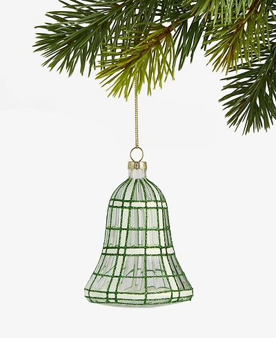 Holiday Lane Enchanted Emerald Glittered Glass Bell Ornament, Macy's Exclusive