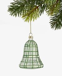 Holiday Lane Enchanted Emerald Glittered Glass Bell Ornament, Macy's Exclusive