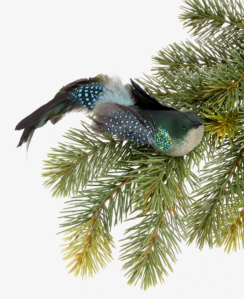 Holiday Lane Enchanted Emerald Feathered Bird Clip Ornament, Macy's Exclusive