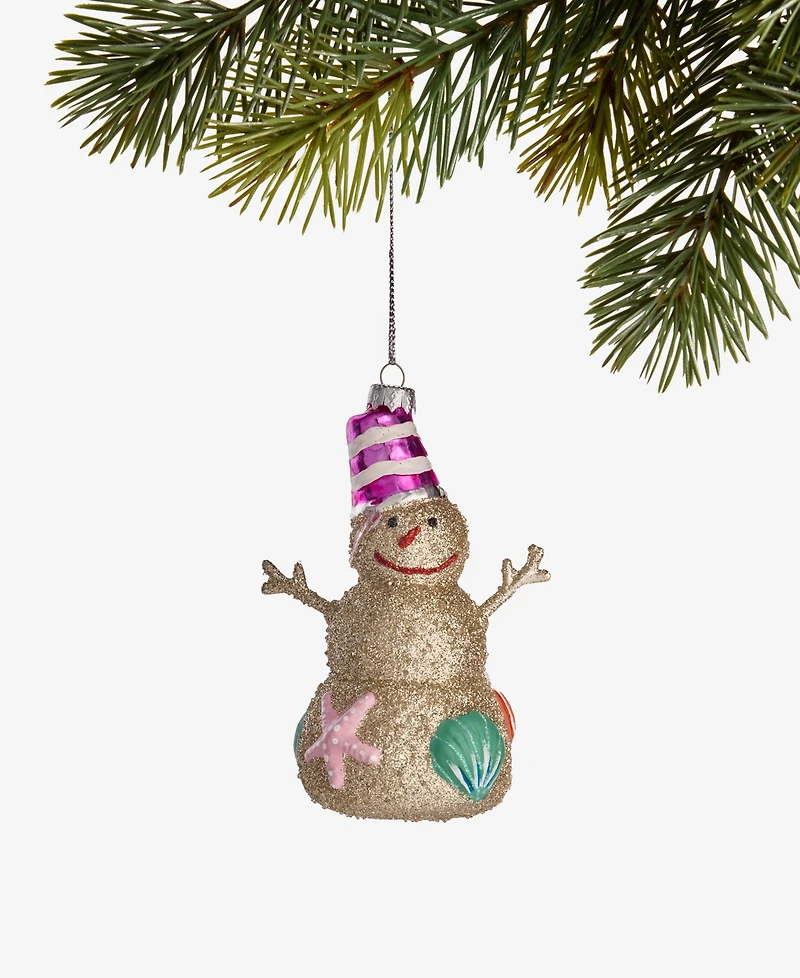 Holiday Lane Florida Glass Beach Snowman Ornament, Macy's Exclusive