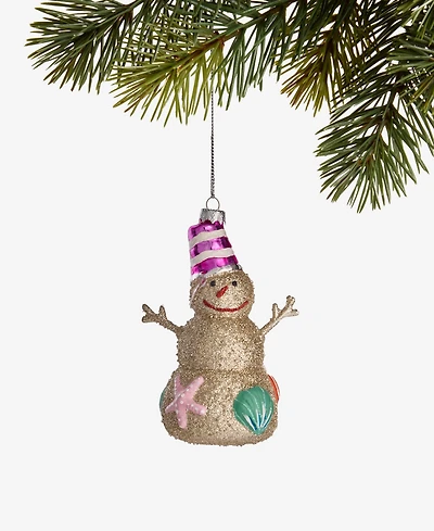 Holiday Lane Florida Glass Beach Snowman Ornament, Macy's Exclusive