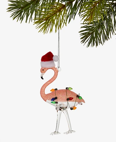 Holiday Lane Florida Santa Flamingo Glittered Ornament, Macy's Exclusive