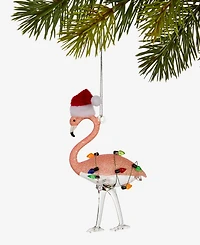 Holiday Lane Florida Santa Flamingo Glittered Ornament, Macy's Exclusive
