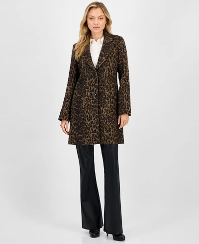 Cece Women's Single-Breasted Animal-Print Coat