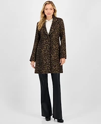 Cece Women's Single-Breasted Animal-Print Coat