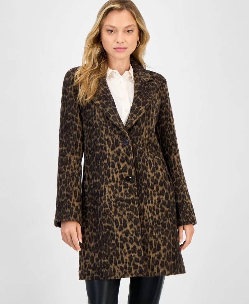 Cece Women's Single-Breasted Animal-Print Coat