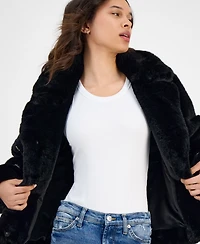 CeCe Women's Short Embellished Faux-Fur Coat