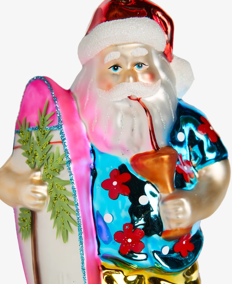 Holiday Lane Hawaii Glass Surfing Santa Ornament, Macy's Exclusive