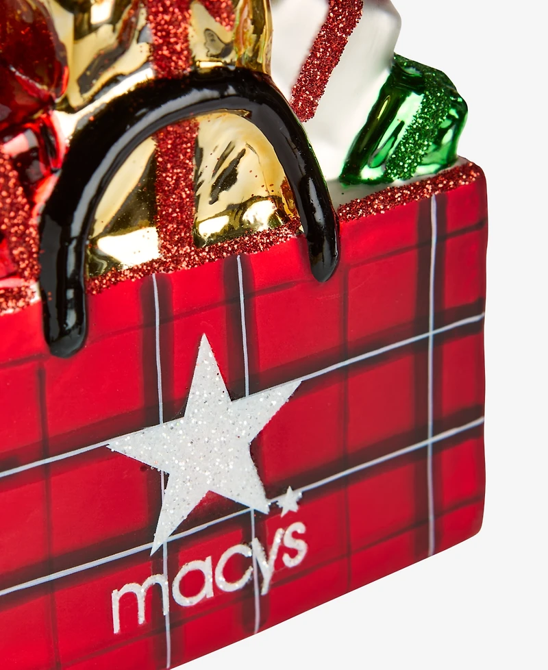 Holiday Lane Macy's Glass Plaid Gift Bag Ornament, Macy's Exclusive