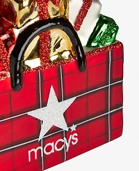 Holiday Lane Macy's Glass Plaid Gift Bag Ornament, Macy's Exclusive