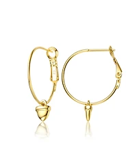 14K Gold Plated Cubic Zirconia Heart Hoop Earrings