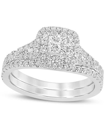 Diamond Double Halo Bridal Set (1 ct. t.w.) in 14k White Gold