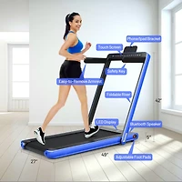 2-in-1 Electric Motorized Folding Treadmill with Dual Display, Speaker & Compact Design for Home Workouts