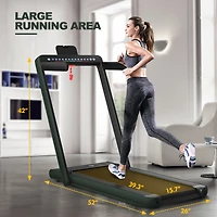 2-in-1 Electric Motorized Folding Treadmill with Dual Display, Speaker & Compact Design for Home Workouts
