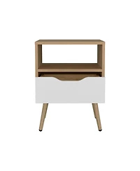 Speers Nightstand, 1 Drawer, 1 Shelf, Natural Oak / White