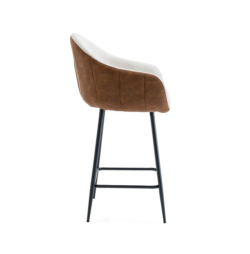 Set of 2 Modern Counter Height Bar Stools, Two-Tone Design for Kitchen Island & Home Bar-The Pop Home