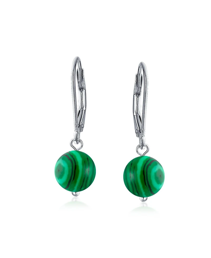 Bling Jewelry Set of 3 Multi Natural Stones Drop Ball Earrings Lever Back Sterling Silver 8MM