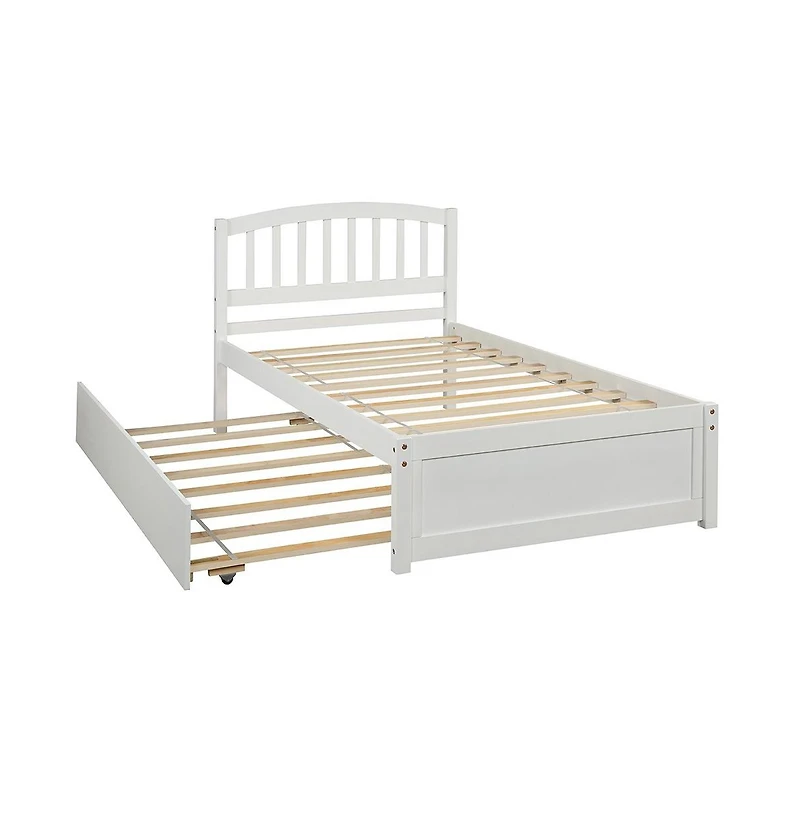 Space-Saving Bed with Trundle for Guest Room or Kids Room
