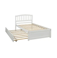 Space-Saving Bed with Trundle for Guest Room or Kids Room