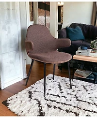 33" Stylish Brown Fabric and Faux Leather Accent Chair