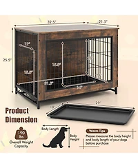 Dog Crate Furniture with Double Lockable Doors and Removable Pull-Out Tray