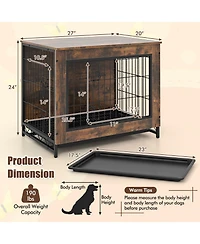 Dog Crate Furniture with Double Lockable Doors and Removable Pull-Out Tray
