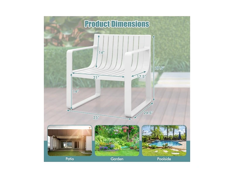 Patio Chairs Set of 2 with Curved Backrests and Seats