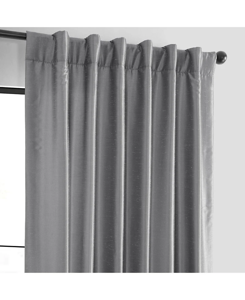 Half Price Drapes Storm Grey Vintage Textured Faux Dupioni Silk Curtain