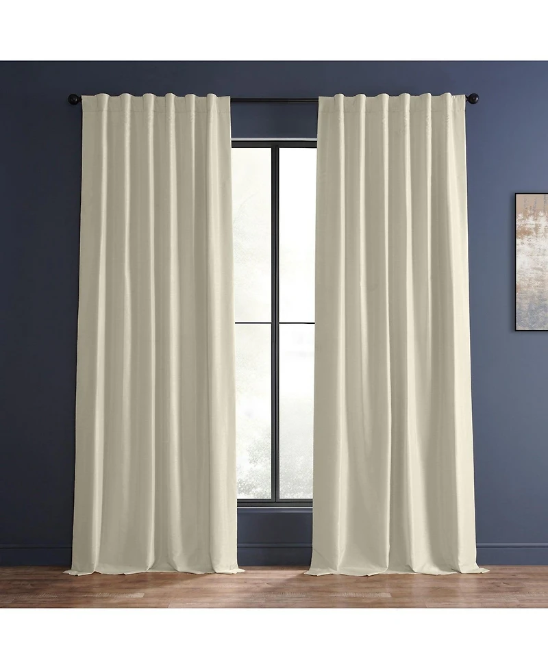 Half Price Drapes Off White Vintage Textured Faux Dupioni Silk Curtain