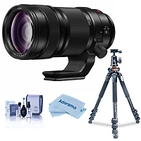 Panasonic Lumix S Pro 70-200mm f/4 O.i.s. Lens for L Mount, Bundle with Takama 3-Section Aluminum Video Tripod with Fluid Head, Cleaning Kit, Cleaning