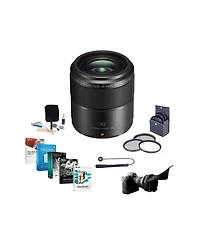 Panasonic Lumix G Macro 30mm f/2.8 Aspherical Lens for Micro Four Thirds, Bundle with 46mm Filter Kit, Flex Lens Shade, Cleaning Kit, Lens Cap Tether,