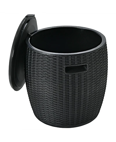 Patio 4-in-1 Rattan Cocktail Table – Multi-Functional Cool Bar, Side & Storage