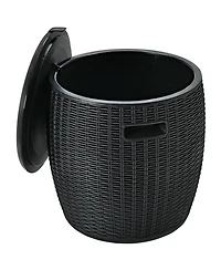 Patio 4-in-1 Rattan Cocktail Table – Multi-Functional Cool Bar, Side & Storage