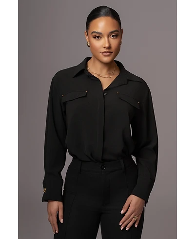 Jluxlabel Women's Black Stella Button Up Shirt